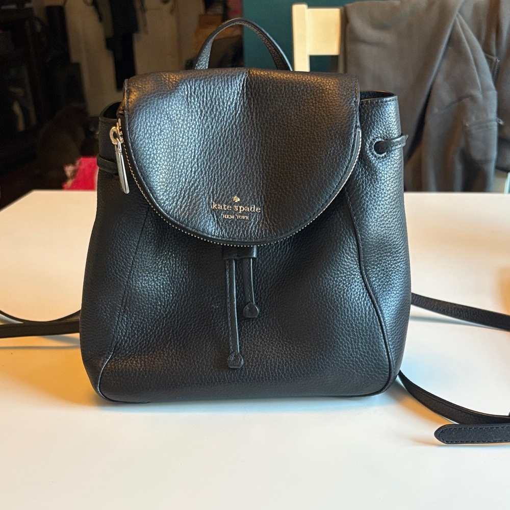 Kate Spade Black Pebbled Leather Backpack